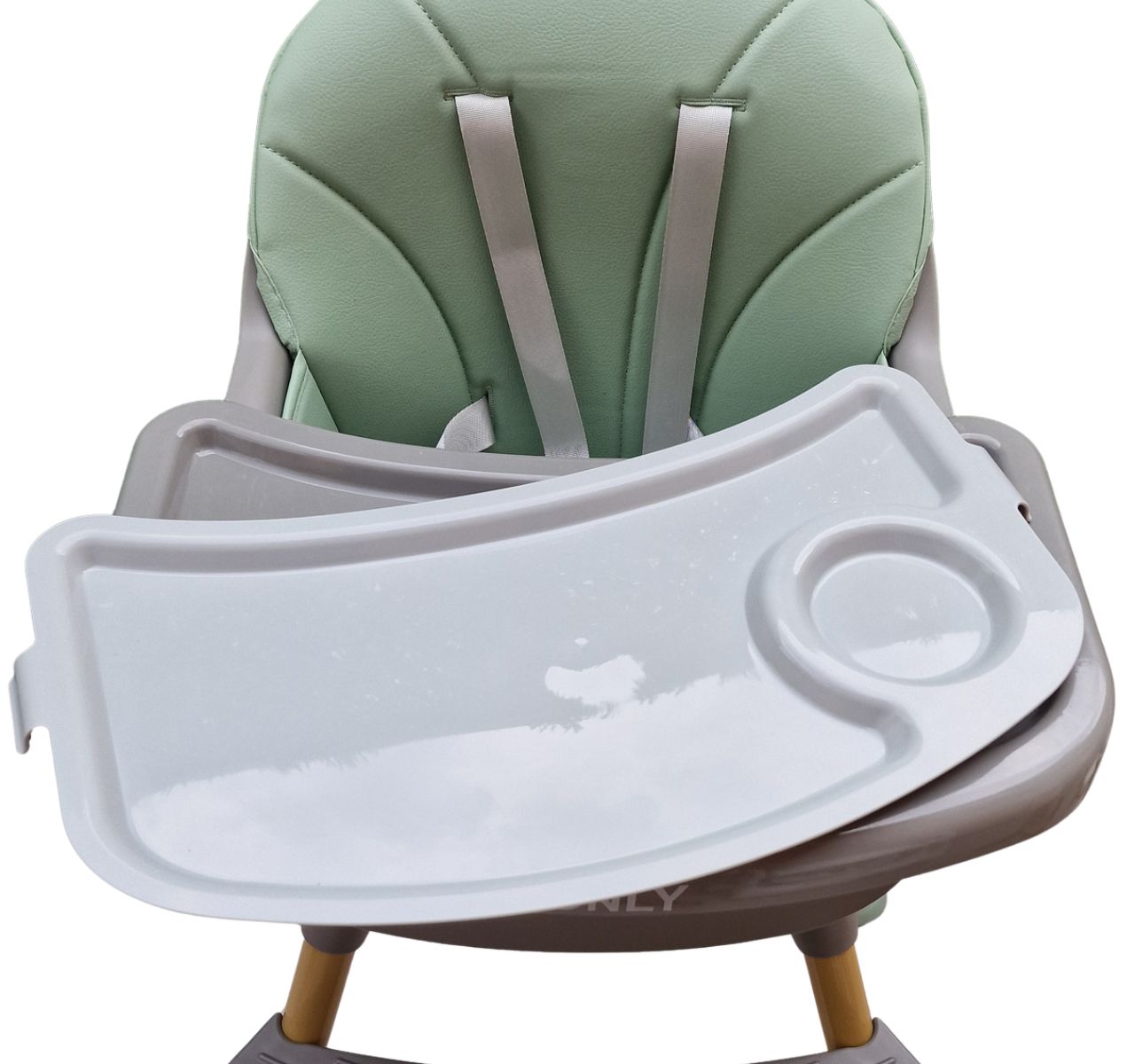 Only Snack jednopoložajna hranilica za bebe 3u1 Green&grey-sa duplom tacnom koja se skida
