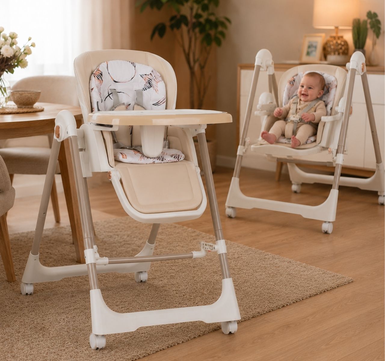 Only Swingy višepoložajna 2u1 hranilica-ljuljaška za bebe Beige-Happy kids