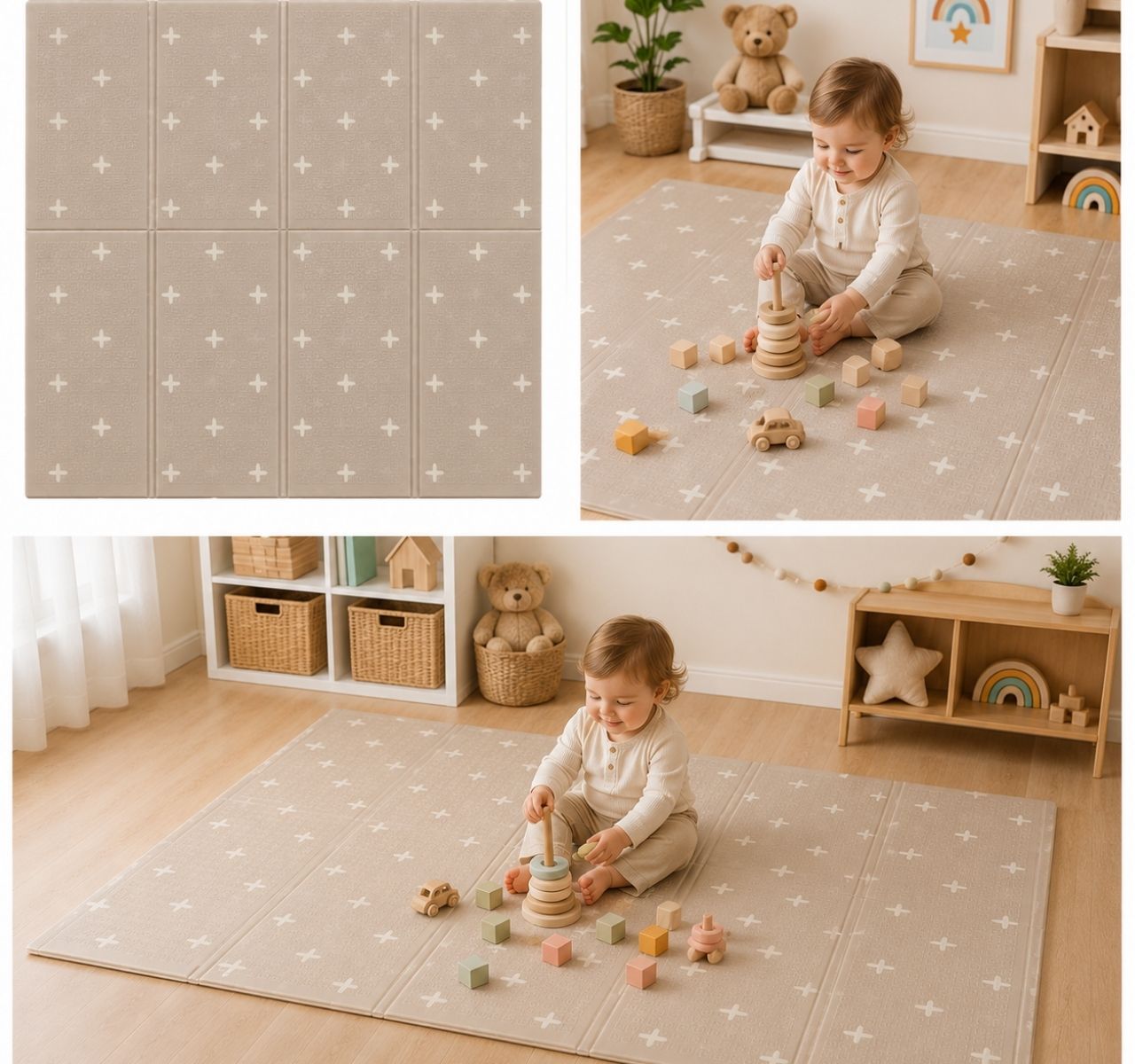 Only Podloga za igru za bebe 180x200cm Beige-Happy kids