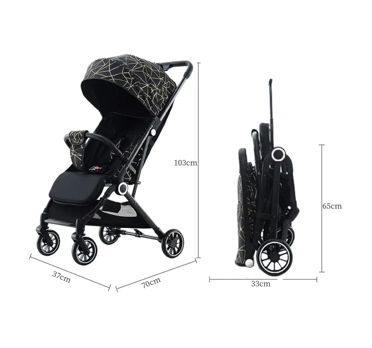 Only X5 travel kolica za bebe Gold&Black-dimenzije