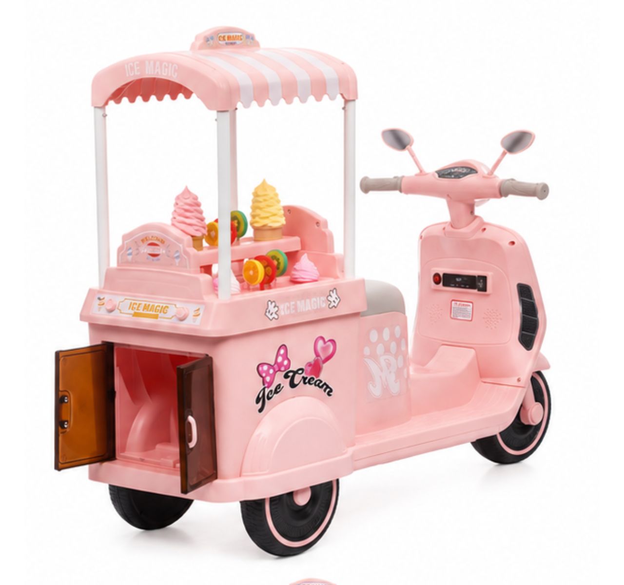 Only električna Vespa sa kolicima za sladoled Pink-sa ostavom za igracke