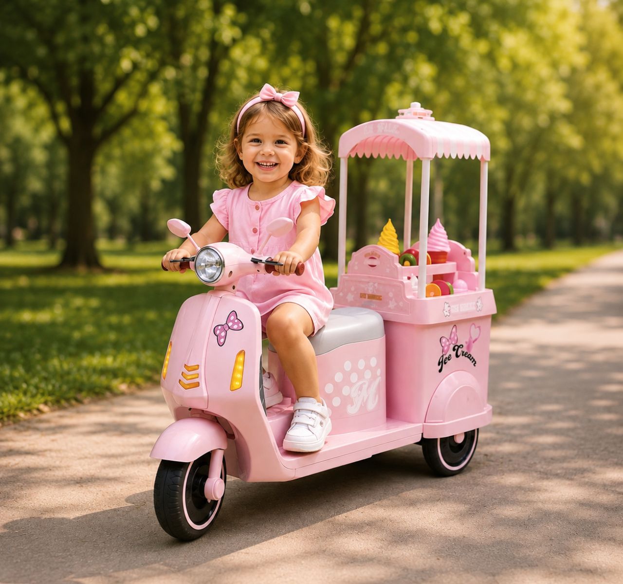 Only električna Vespa sa kolicima za sladoled Pink od 3-6 god-Happy kids