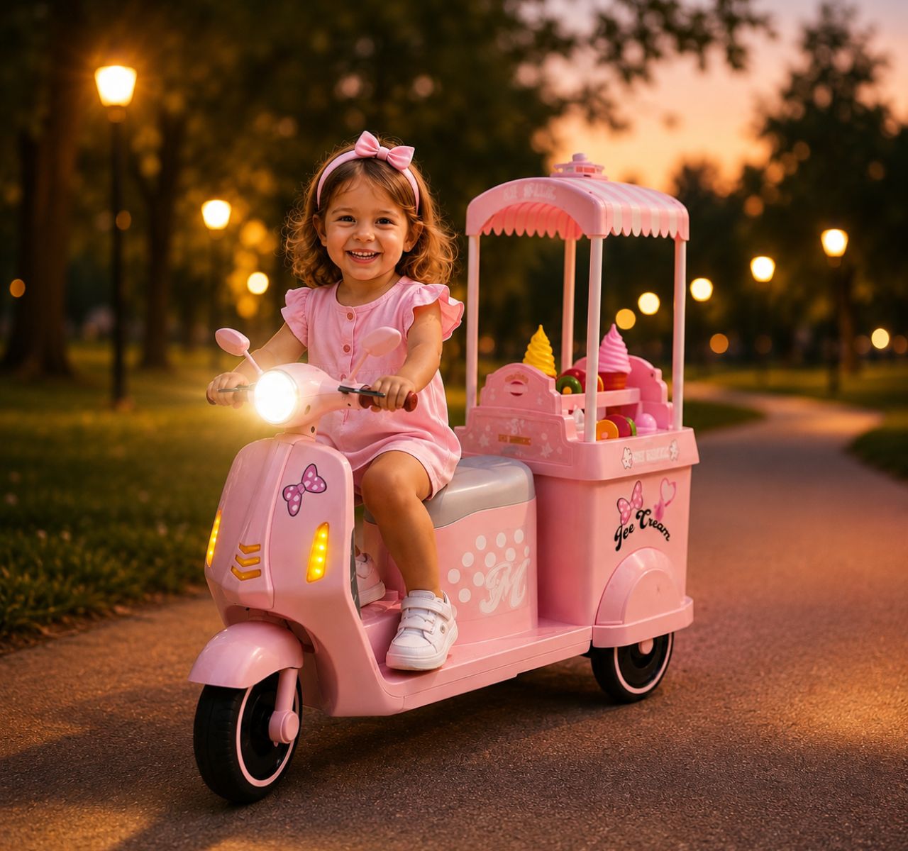 Only električna Vespa sa kolicima za sladoled Pink sa svetlima