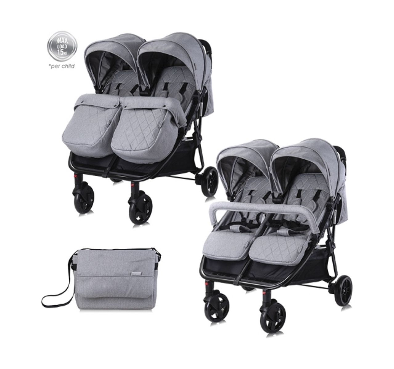 Lorelli Bertoni Duo kolica za blizance Cool grey