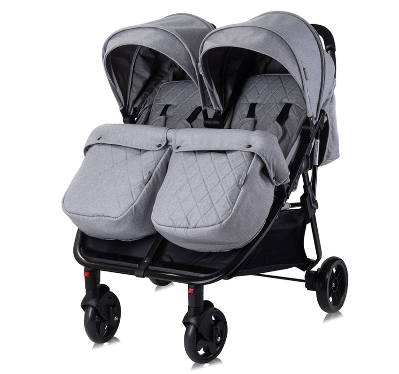 Lorelli Bertoni Duo kolica za blizance Cool grey sa zimskom navlakom-Happy kids