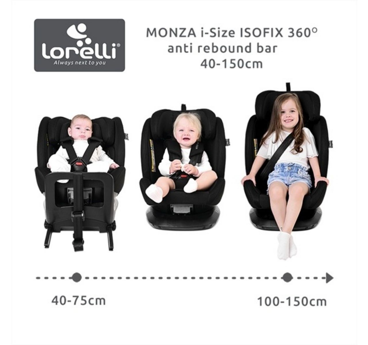   Lorelli Bertoni Monza i-Size Isofix auto sedište za decu 40-150cm Grey