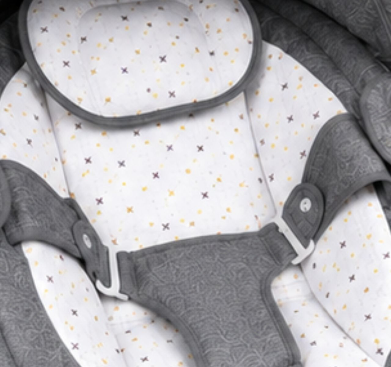 Only Luna električna multifunkcionalna ljuljaška za bebe Dark grey-dezen mateijala i pojas za vezivanje