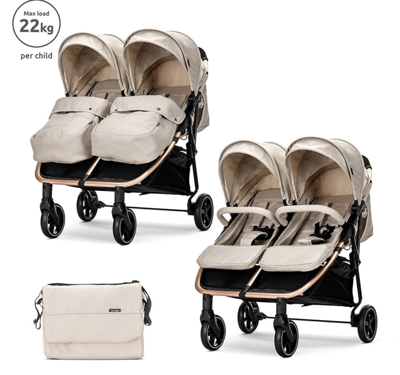   Lorelli Bertoni Duo kolica za blizance Beige 