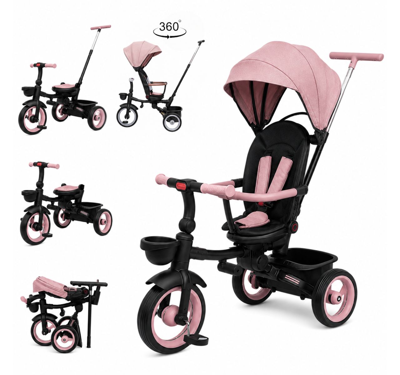 Only tricikl za decu sa rotirajućim sedištem 7u1 Pink