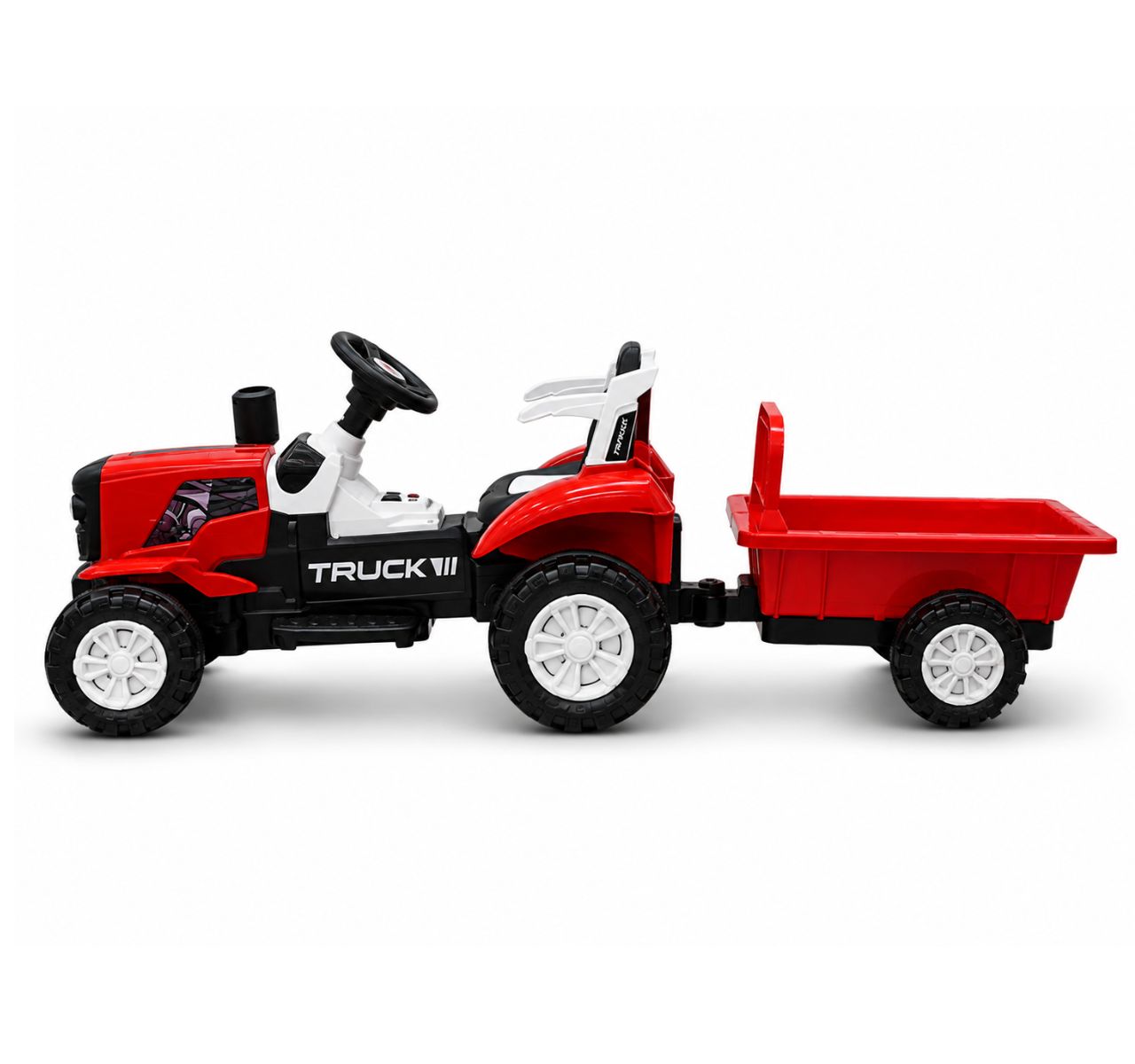 Only dečiji traktor na akumulator sa prikolicom Crveni-bocni pogled