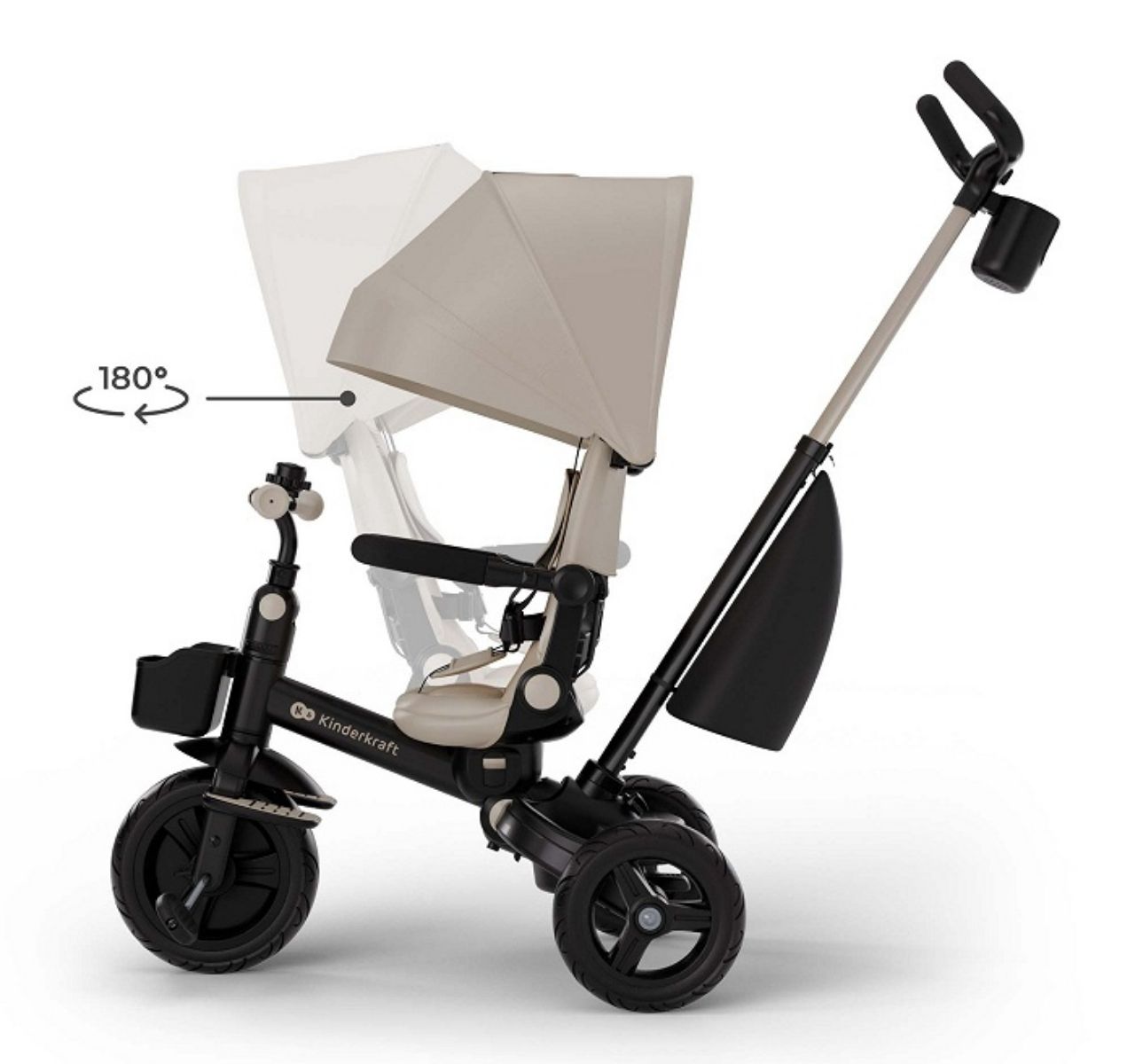   Kinderkraft Aveo 2 Plus 6u1 tricikl za decu Beige-sa rotacijom sedista-Happy kids