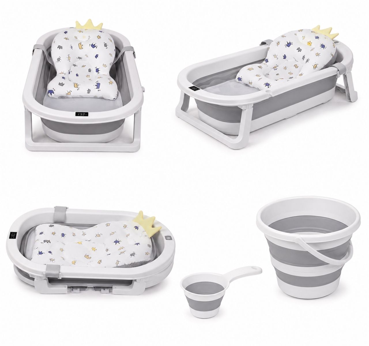 Only sklopivi set za kupanje beba 4u1 Grey-polozaji kadice