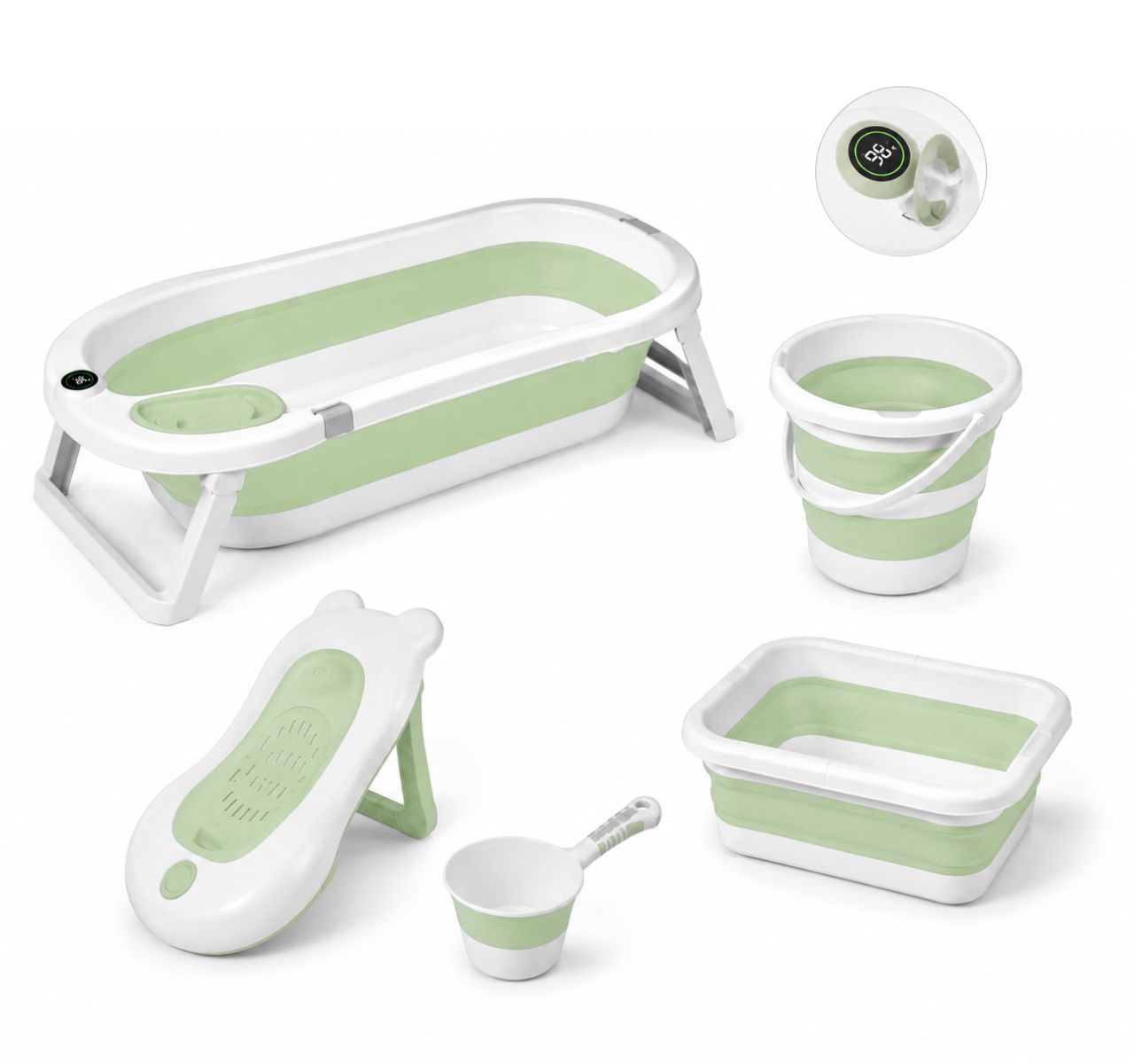 Only sklopivi set za kupanje beba 5u1 sa termometrom Green