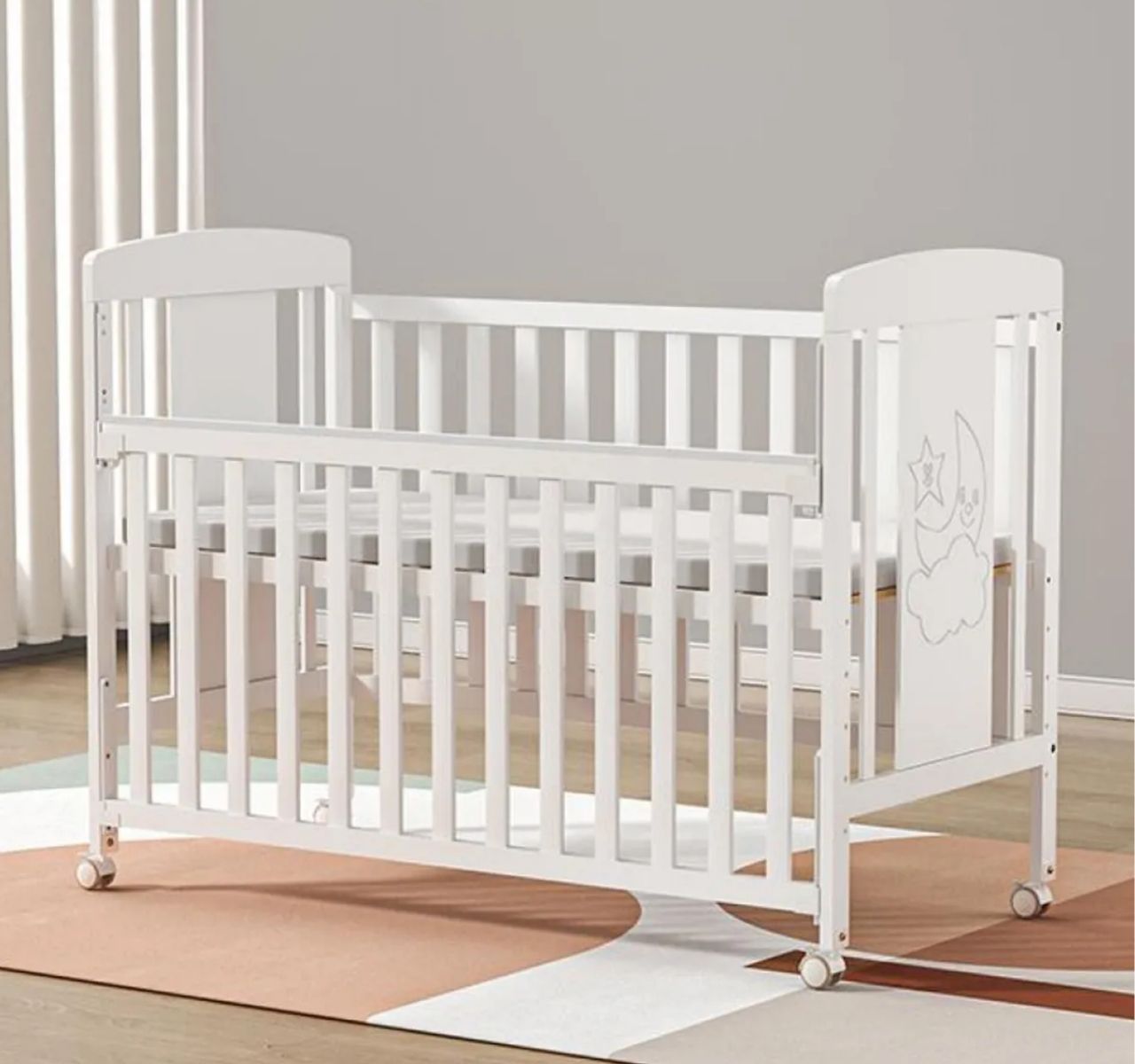 Booky krevetac za bebe 60x120cm Beli-dusek na gornjem nivou