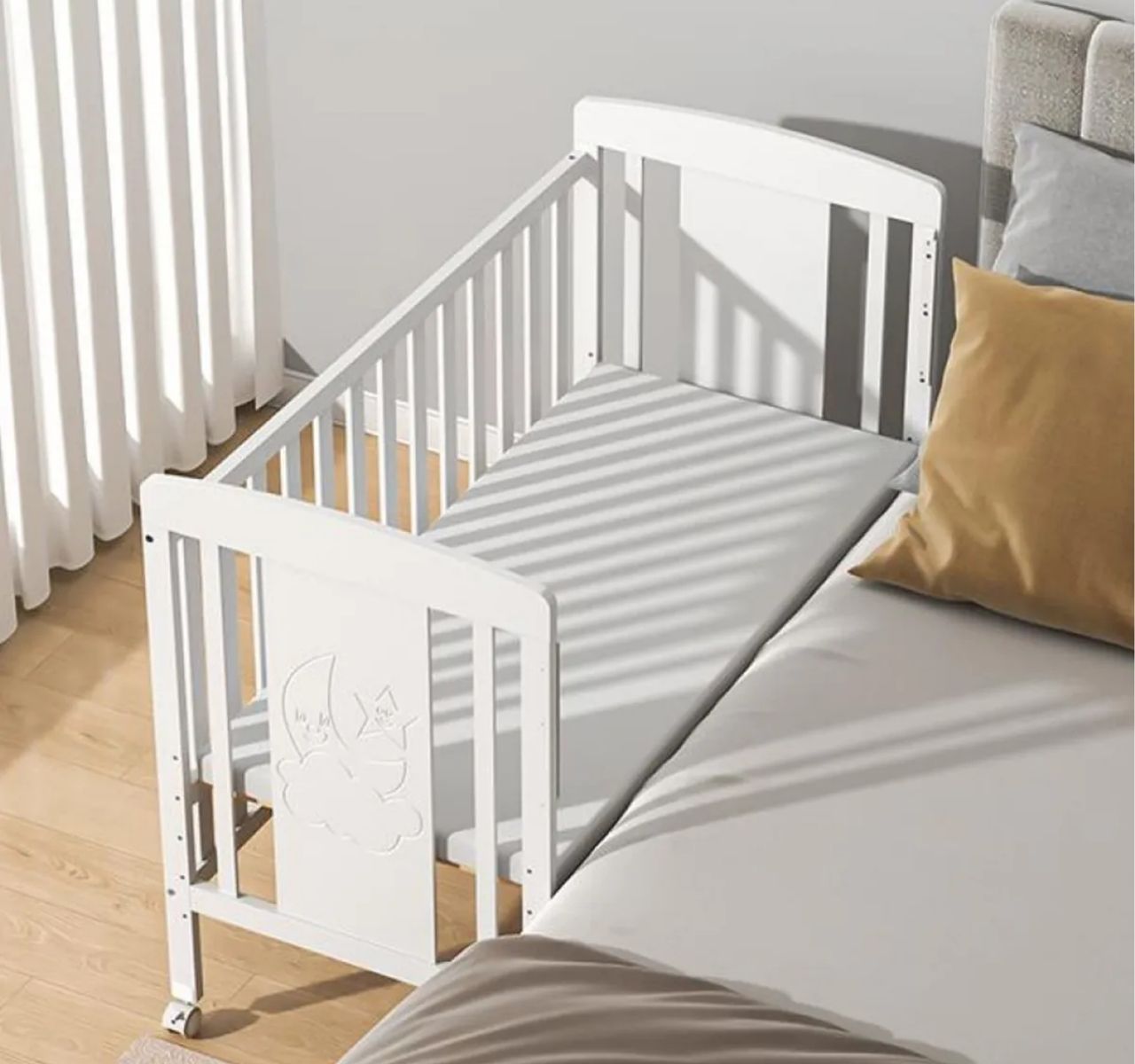 Booky krevetac za bebe 60x120cm Beli-praktican uz roditeljski krevet