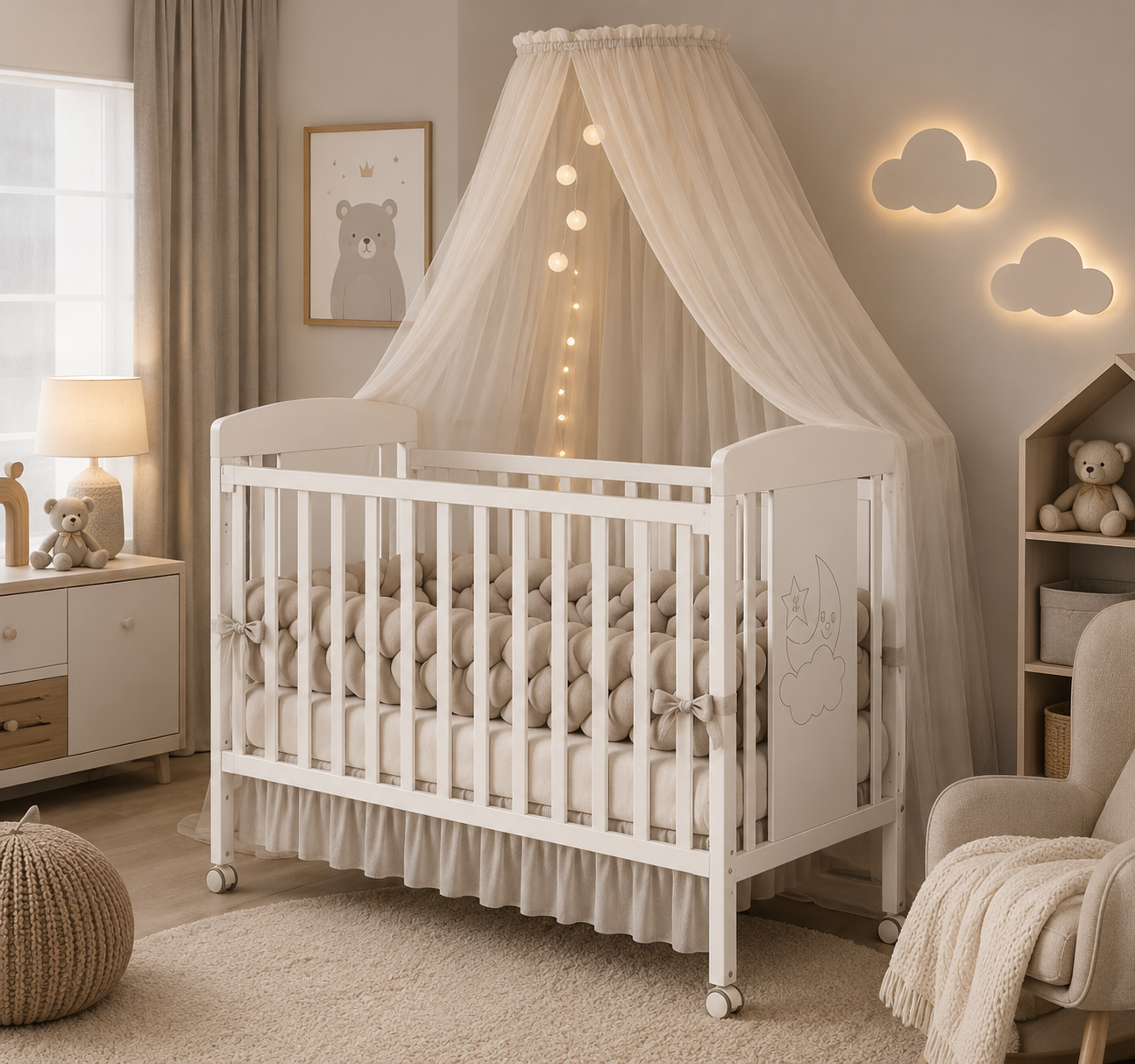 Booky krevetac za bebe 60x120cm Beli-Happy kids