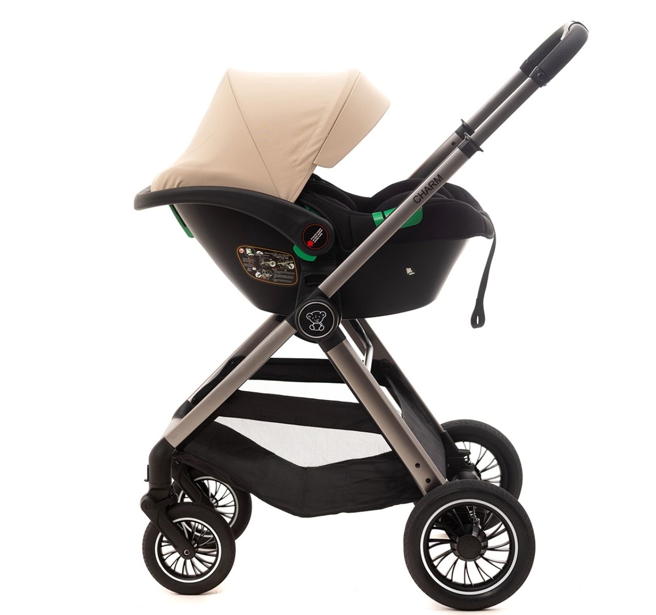 BBO Charm kolica za bebe 3u1 Beige-auto sediste na ramu kolica