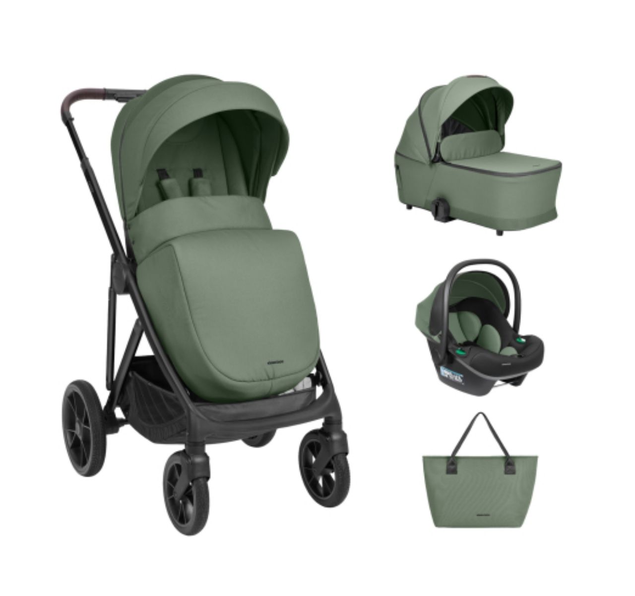 Kikka Boo Chiara 3u1 set sa I-Size I-Prime auto sedištem i tvrdom korpom Army green