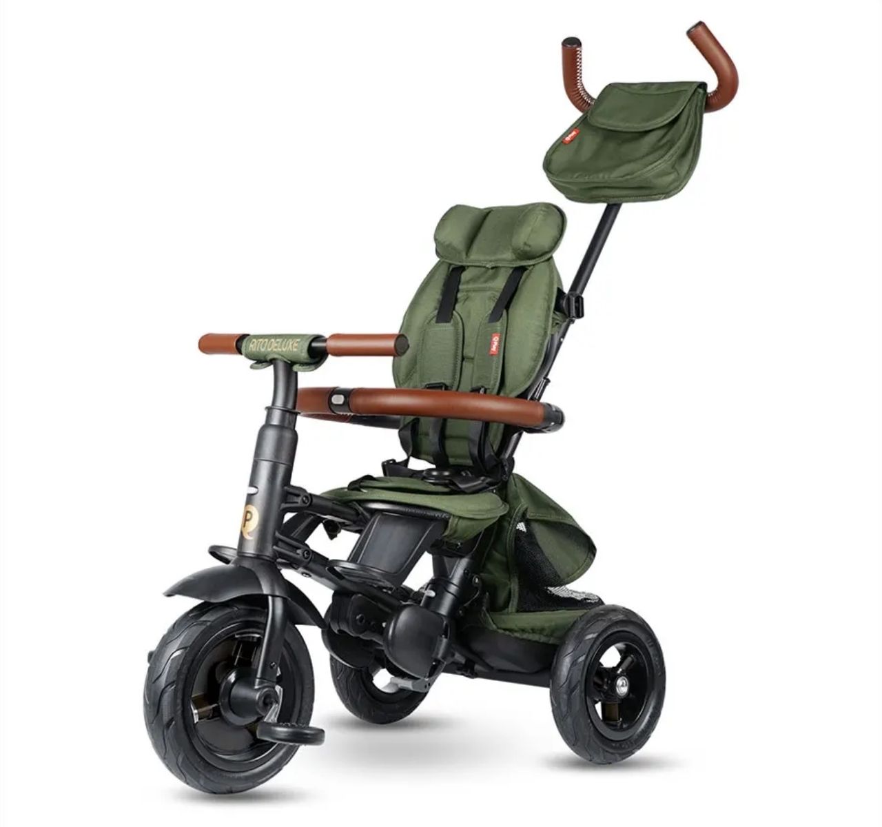 QPlay Rito Deluxe tricikl za decu sa gumenim točkovima do 25kg Green uklonjiva tenda