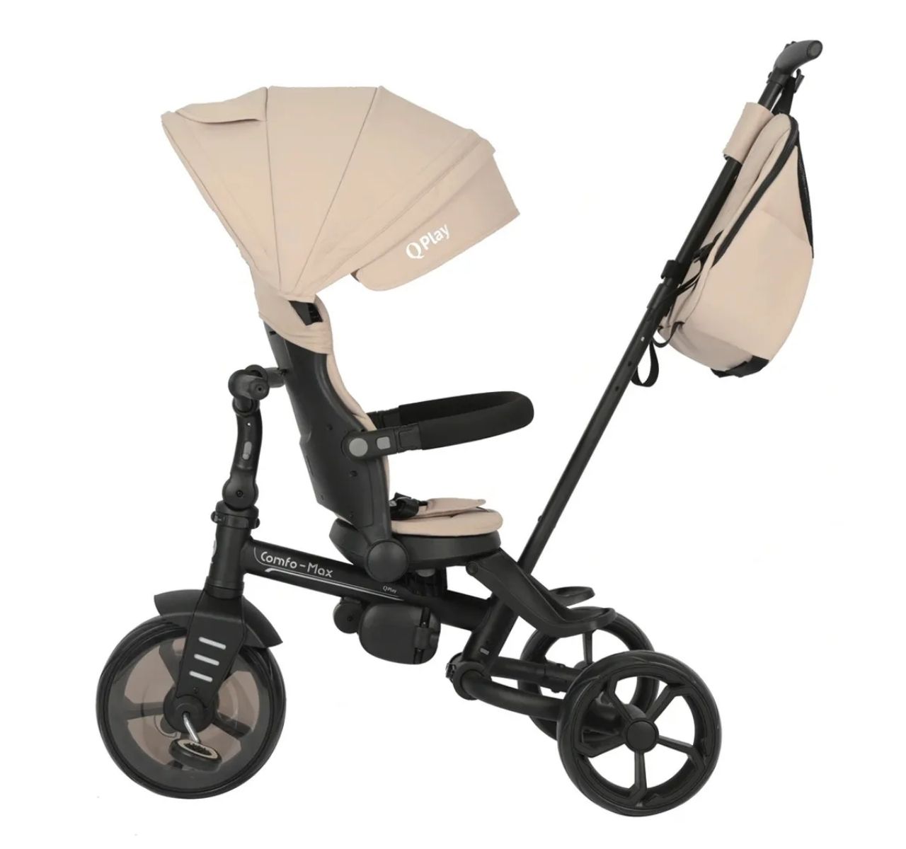 QPlax Comfo Max tricikl za decu Black sa rotacijom sedista-Happy kids