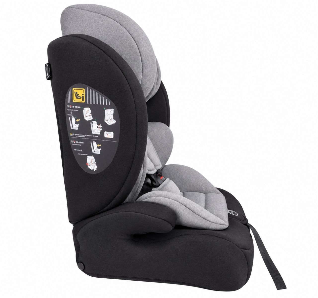 BBO Pluton i-Size auto sedište za decu 76-150cm-Black&Grey-bocni pogled