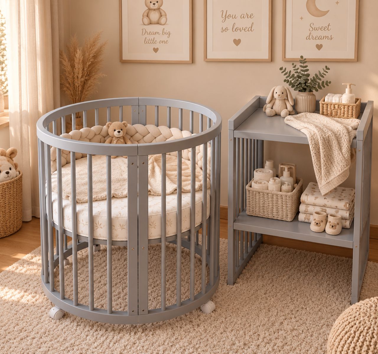 Little Booky okrugli krevetac za bebe 9u1 Grey