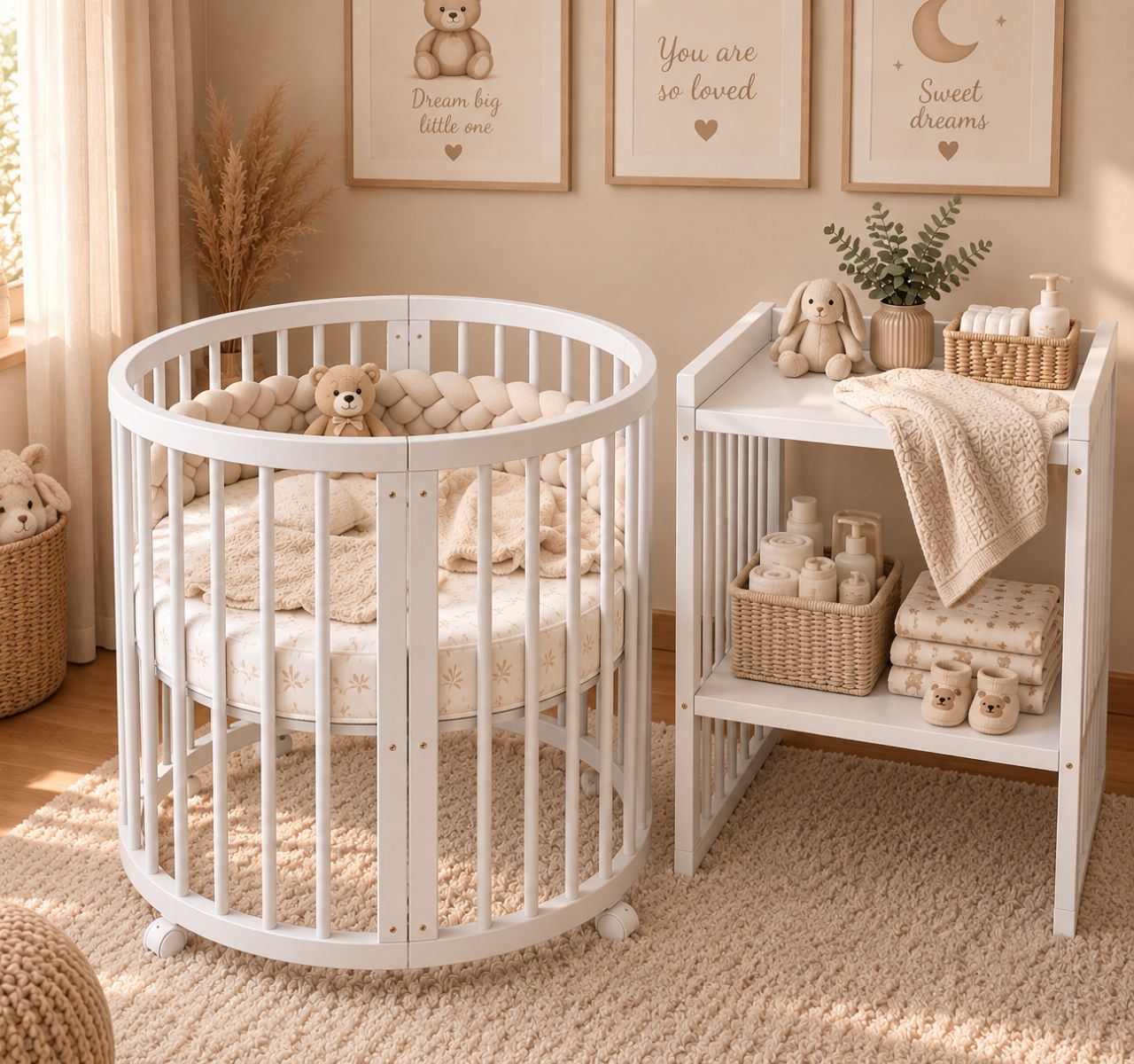 Little Booky okrugli krevetac za bebe 9u1 White