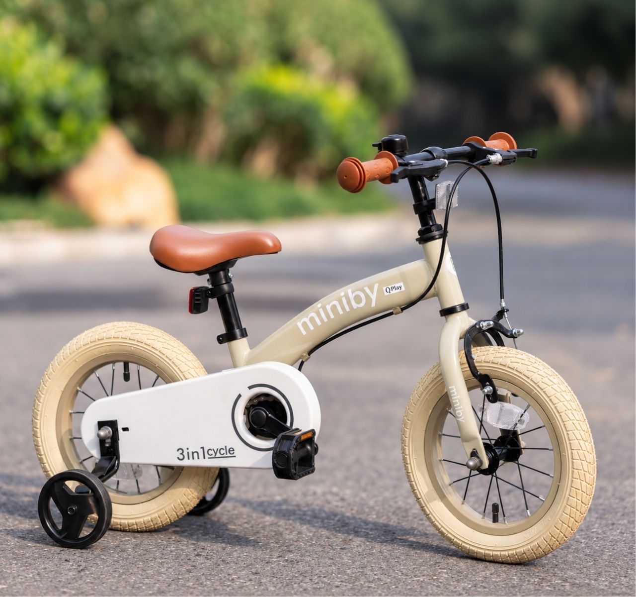 QPlay Miniby bicikl za decu 12inča Light Beige-Happy kids