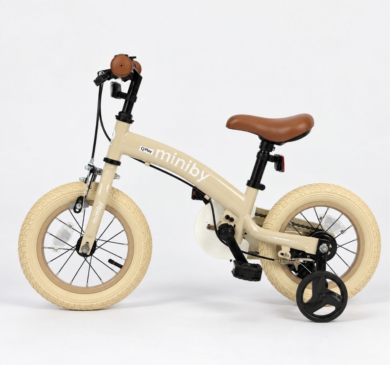QPlay Miniby bicikl za decu 12inča Light Beige-Happy kids