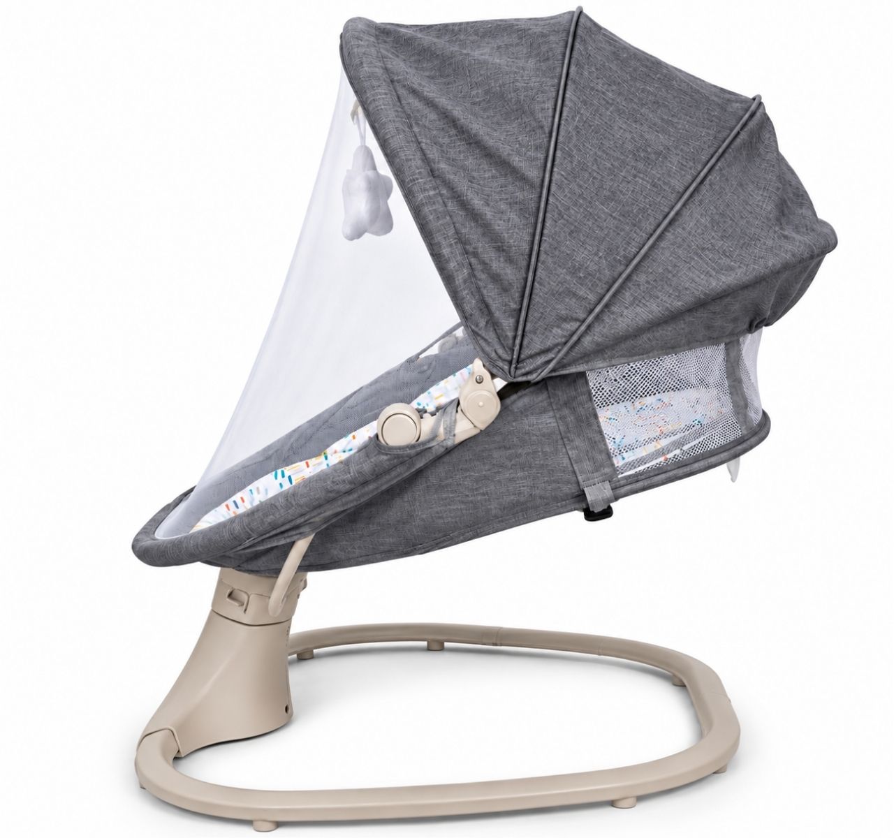 Only Deluxe 3u1 električna ljuljaška za bebe Dark grey-bocni pogled