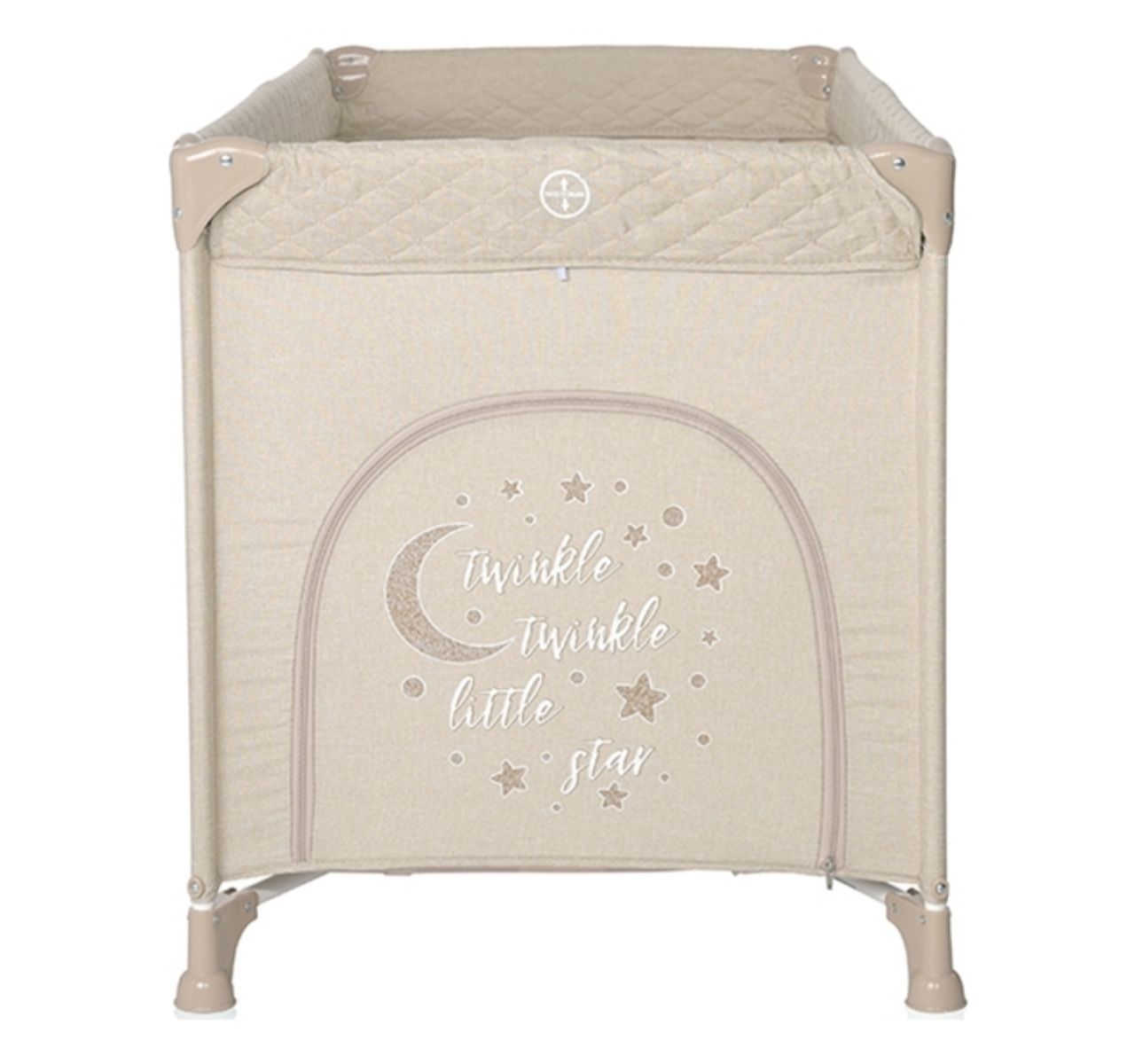 Lorelli Noemi prenosivi krevetac za bebe 1 nivo Fog beige star-bocni pogled-Happy kids