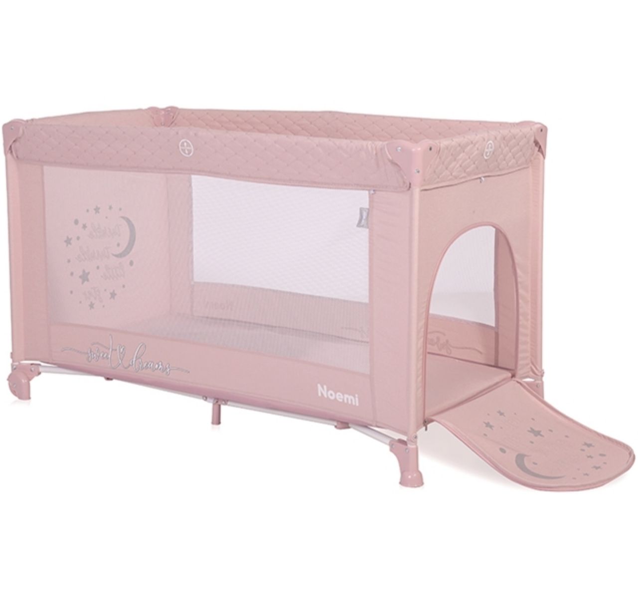 Lorelli Noemi prenosivi krevetac za bebe 1 nivo Mellow rose star sa otvorom-Happy kids