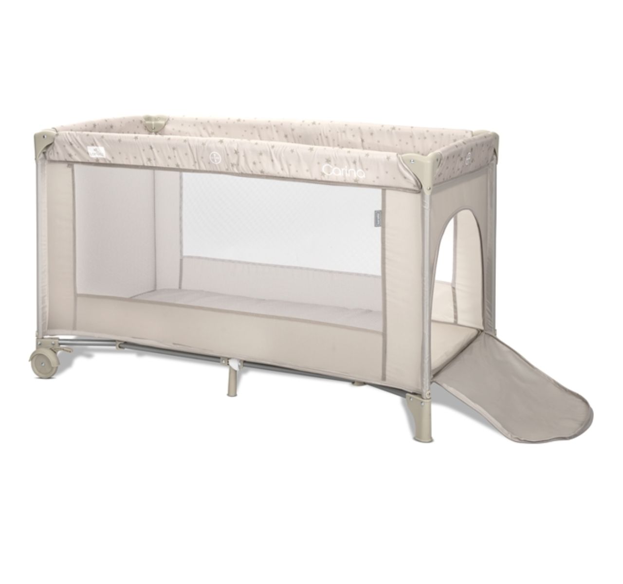 Lorelli Carina prenosivi krevetac za bebe 2 nivoa Beige stars sa otvorom-Happy kids