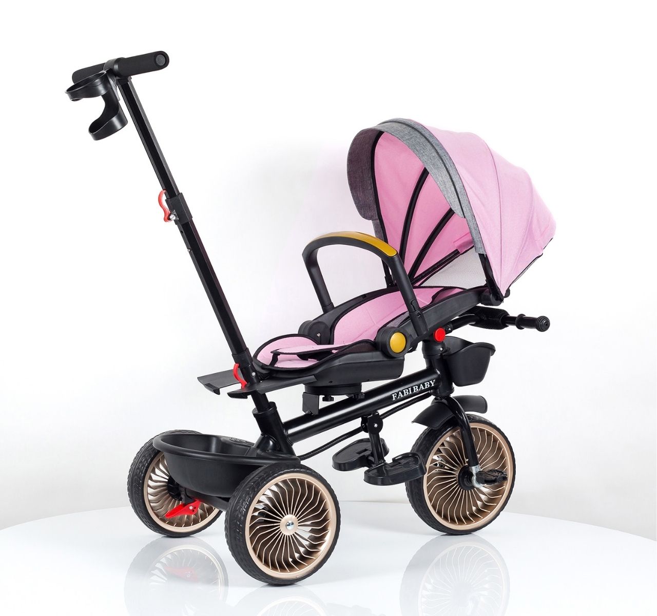  SM Tricikl za decu sa rotirajućim sedištem i ležećim položajem 25 Roze-Happy kids