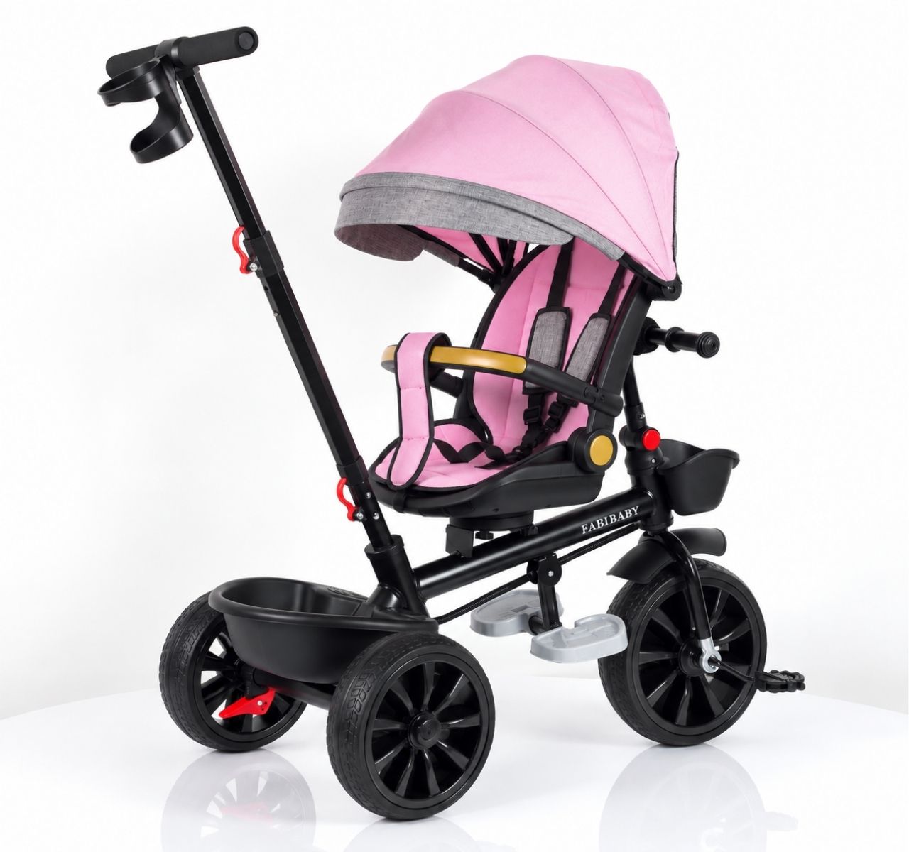  SM Tricikl za decu sa rotirajućim sedištem i ležećim položajem Roze-Happy kids