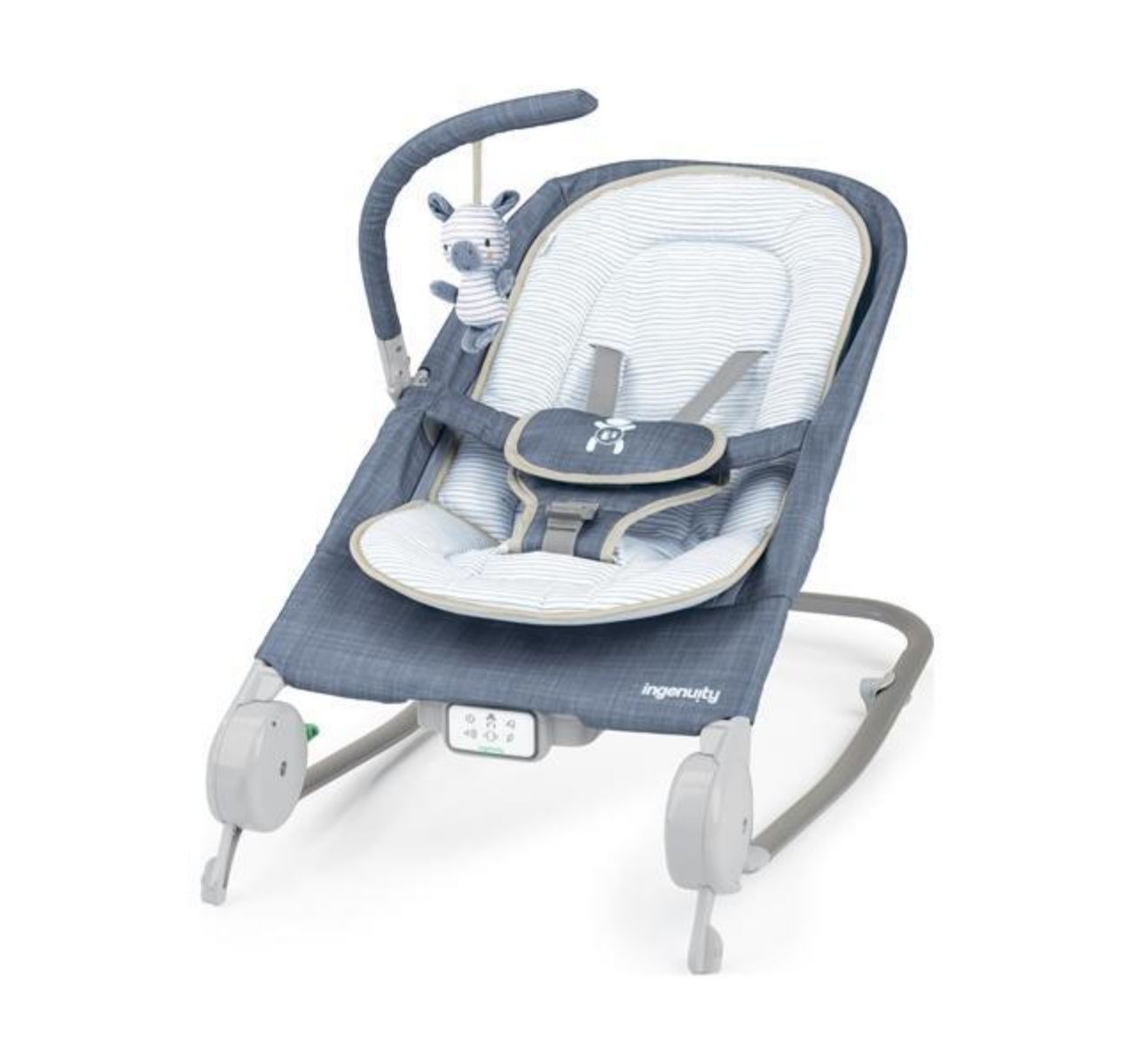 Kids II Ingenuity Happy Belly Chambray 2u1 njihalica/ležaljka za bebe 0-6m sa masažerom