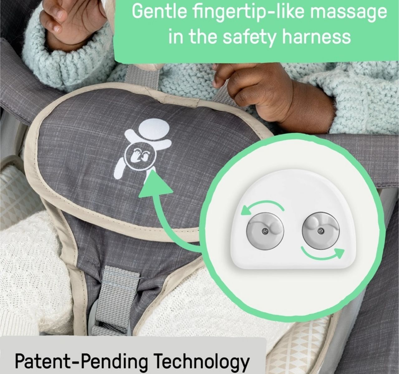 Kids II Ingenuity Happy Belly Chambray 2u1 njihalica/ležaljka za bebe 0-6m sa masažerom-pojas sa naprednom tehnologijom