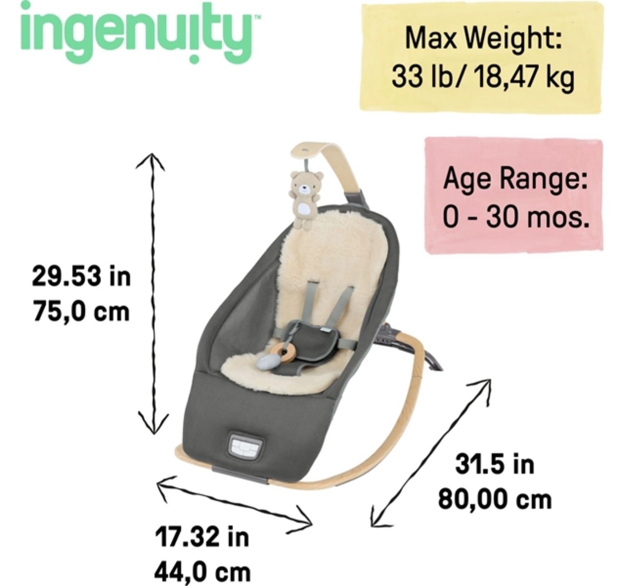Kids II Ingenuity njihalica/ležaljka 2u1 Every season-Wesley do 18 kg-koriscenje po kilazi