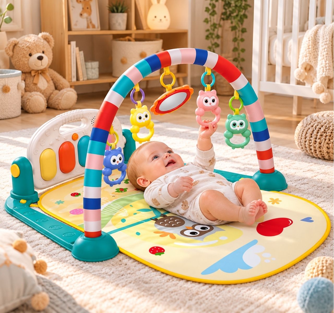 Huanger muzicka podloga za bebe Sova Zelena HE0650-Happy kids
