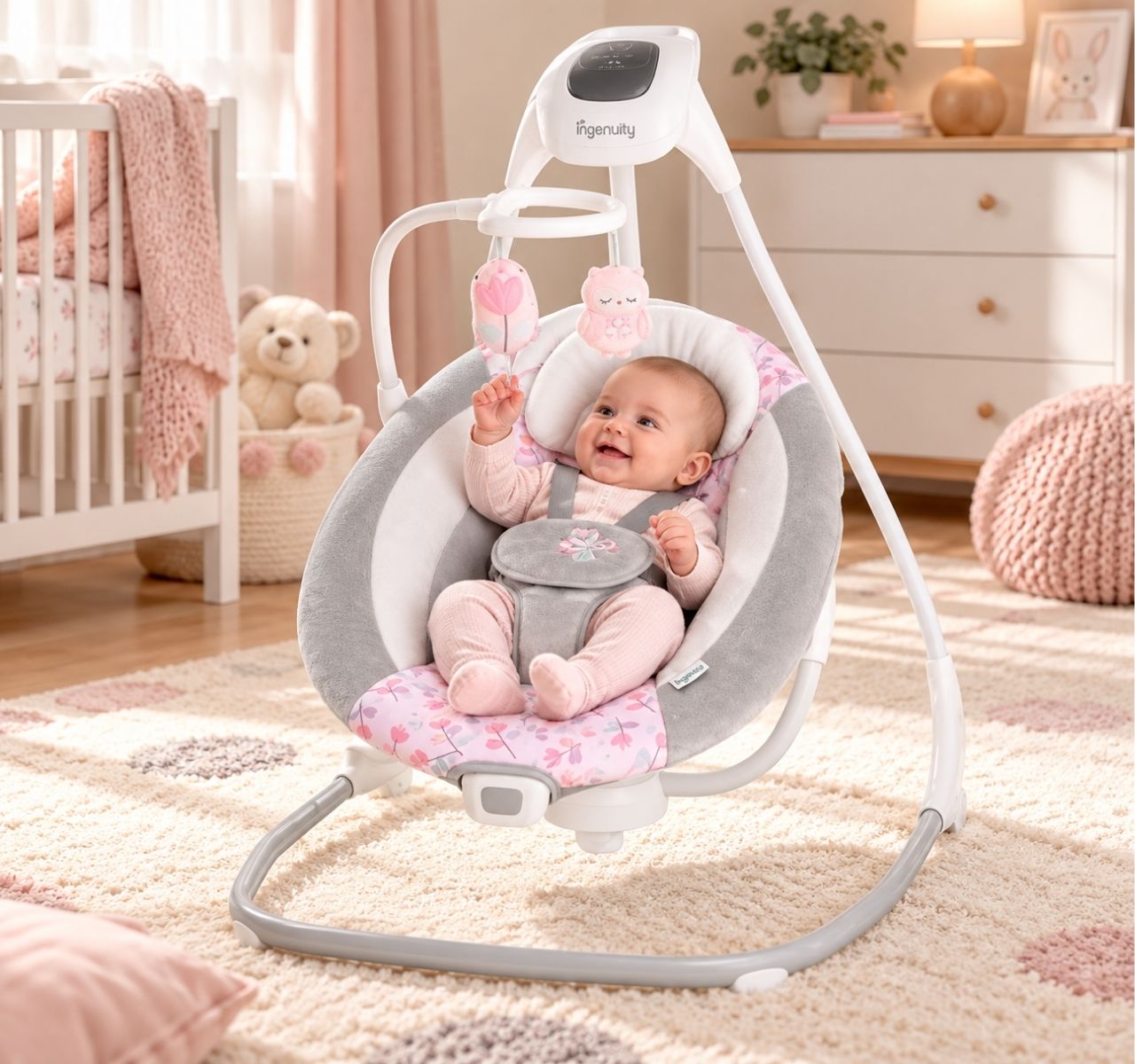 Ingenuity električna ljuljaška Simple Comfort Cradling-Everston 11624-sa bebom-Happy kids