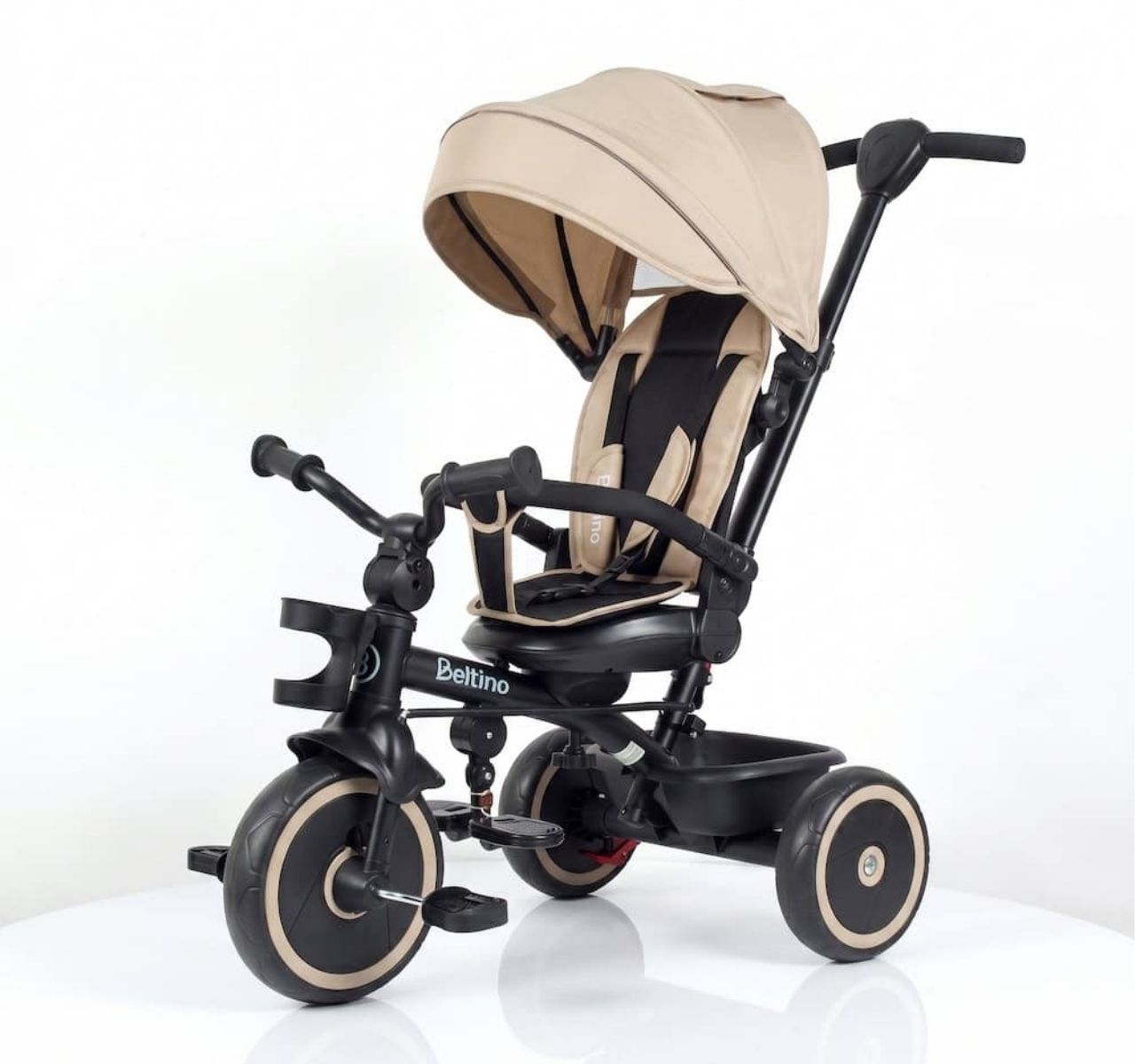 SM Beltino Nuovo Tricikl sa rotirajućim sedištem i ležećim položajem Beige-Happy kidsa