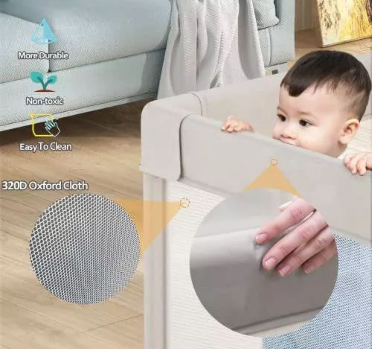 Joy ogradica za bebe 127x127 Bež print-materijal