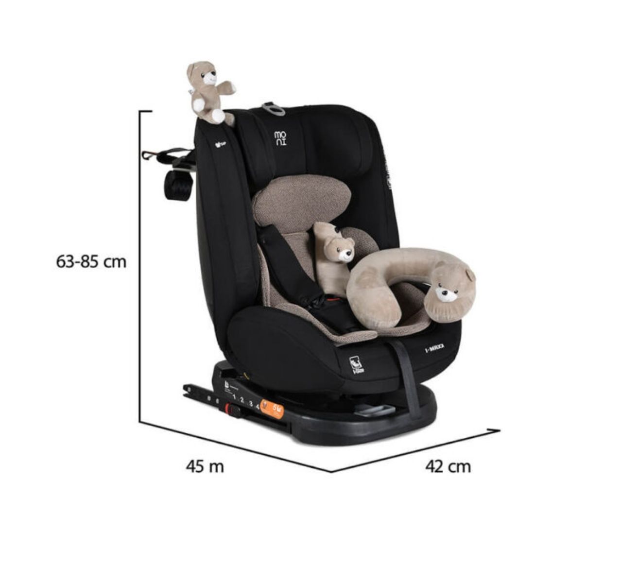 Moni I-Maxx auto sedište od 40-150cm Cool Beige-dimenzije
