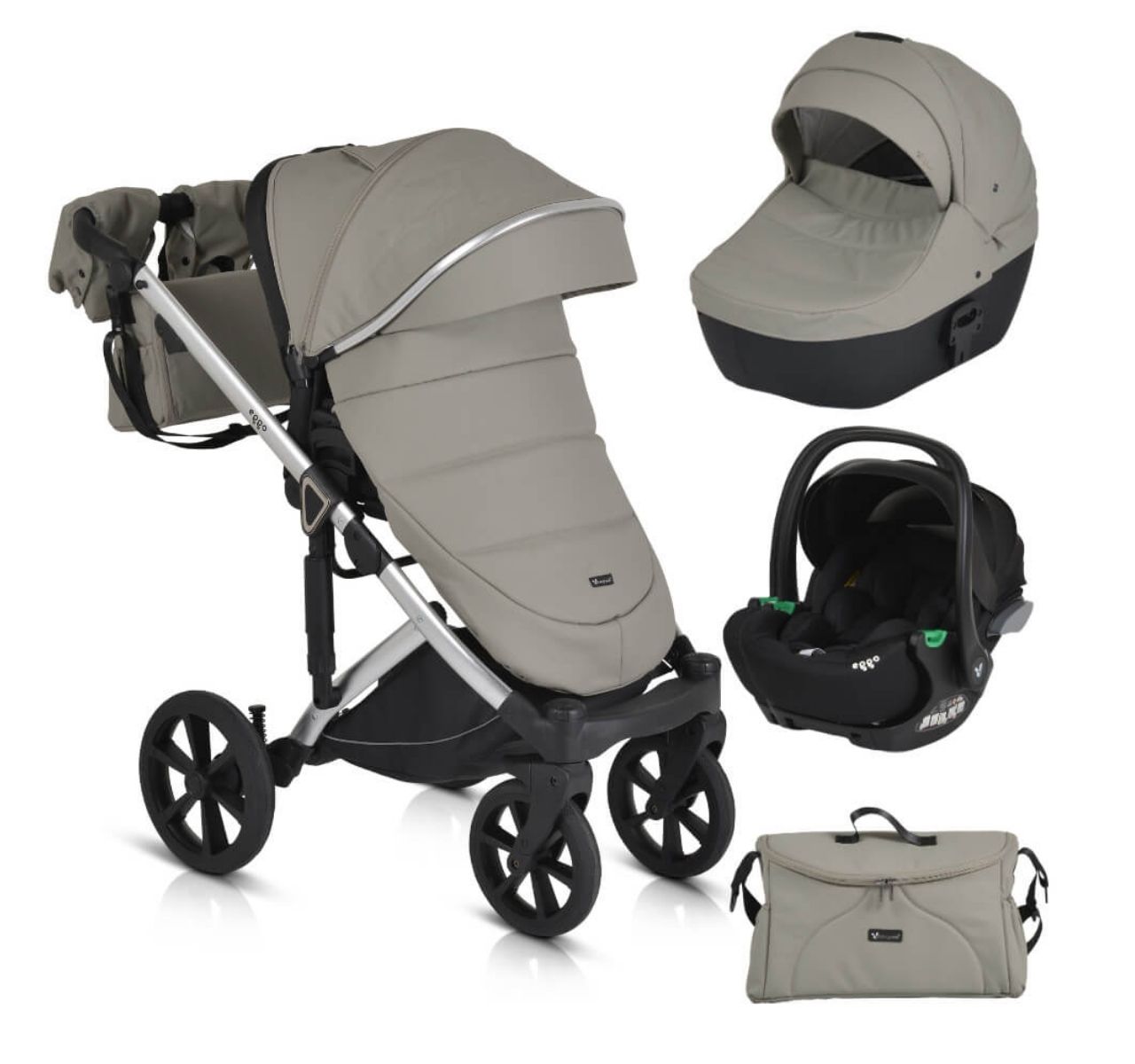 Cangaroo Eggo kolica za bebe 3u1 Pigeon grey-Happy kids