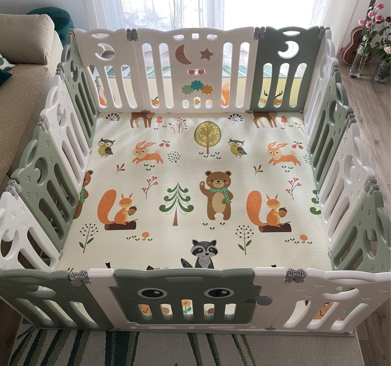 Feelkids Sovica ogradica za bebe Maslinasto+bela-Happy kids