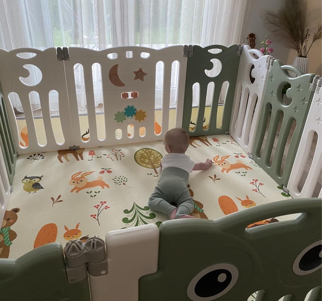 Feelkids Sovica ogradica za bebe Maslinasto+bela