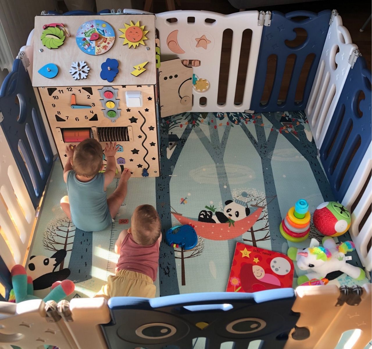   Feelkids Sovica sklopiva ogradica za bebe Teget+bela-komforna
