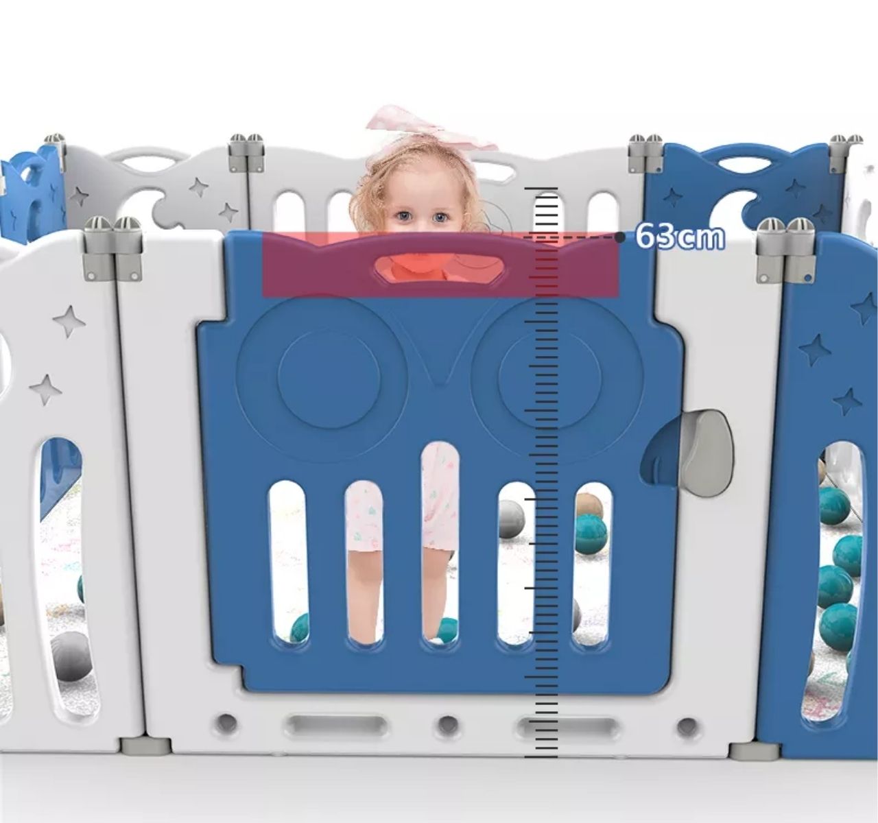   Feelkids Sovica sklopiva ogradica za bebe Teget+bela-visina stranica