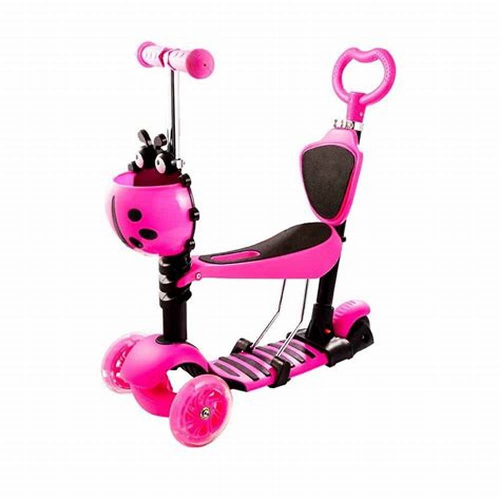 Trotinet 5u1 Scooter-Bubamara, za decu (sa svetlećim točkovima) - Roze,nosivosti do 25kg