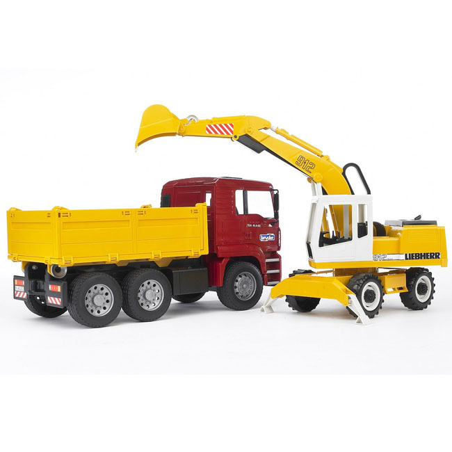 Bruder Kamion MAN sa rovokopačem Liebherr